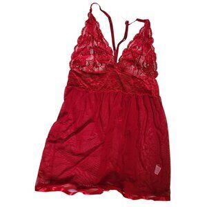 Avidlove Women  XL V-Neck Lace Baby Doll Chemise Sexy Open Back Lingerie Set Red